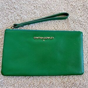 Cynthia Rowley Green Saffiano Wristlet Pouch with Strap